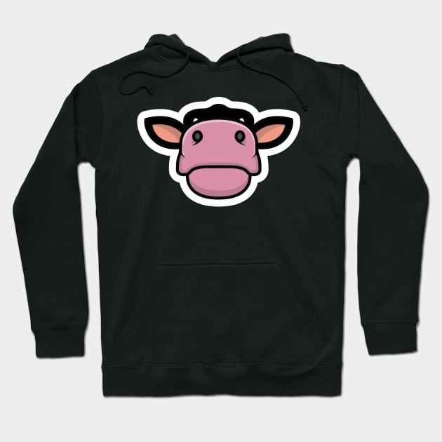 Beautiful Cow Head Sticker design vector illustration. Animal object icon concept. Farm animal cow cartoon character sticker design. Eid Mubarak icon concept. Hoodie by AlviStudio